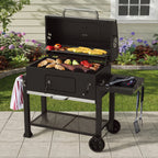 Expert Grill Charcoal Grill, 24 Inch Heavy Duty Charcoal Grill with Wheels, Black