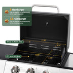 Enyopro 3-Burner Propane Gas Grill, 30000 BTU BBQ Grill with Foldable Side Table, Stainless Steel Warming Rack, Hooks, and Built-In Bottle Opener for Outdoor Barbecue