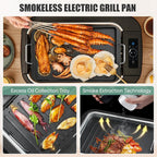Smokeless Indoor Grill, Electric Indoor Grill for Korean BBQ with Dual-Turbo Smoke Extractor, LED Smart Display & Dual-Zone Nonstick Grill Plates, 6-Level Temp Control, Dishwasher Safe