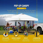10x10 Pop-Up Awning One-Click Installation Beach Tent Outdoor Sunshade Silver Coated Top