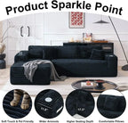 Cloud Sectional Couch with L Shape Chaise Modern Modular Sofa with Deep Seat Built in Cup Holder