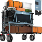 400L Large Capacity Folding Double Decker Wagon with Brakes 50 Extra Long Extender Cart