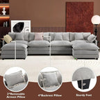 ihanherry 146-inch U-shaped modern sofa modular area cloud sofa