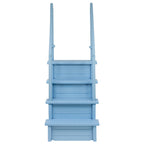 Aqua Select White Anti-Slip Pool Steps with White Steps and White Outside Flip-up Safety Ladder, 48-54H