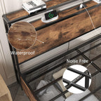 Lifezone Queen Bed Frame 2-Tier Storage Headboard Metal Platform Bed Frame 4 Storage Drawers