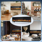EUHOMY 50 Inch Electric Fireplace Wall Recessed Adjustable Flame Color Fireplace Heater