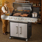 SKOK 4 Burner Gas Grill with Side Burner, 58000 BTU &393 sq.in Cooking Surface, Outdoor Propane Barbecue Grill for Patio & Backyard