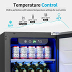 Beverage Refrigerator Cooler 126 Can Mini Fridge Glass Door for Drinks Soda Beer Wine Refrigerator