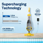 SPECSTAR Cordless Pool Vacuum with Telescopic & Extension Poles 9.12ft, 18.5 GPM Suction, 60-Min Run Time, Handheld Cleaner Rechargeable with Battery Indicator for Pools/Spas/Hot Tubs - Yellow