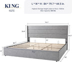 Allewie Queen Size Lift Up Storage Bed Modern Wingback Headboard Hydraulic Support