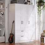 3 Doors Wooden Wardrobe Closet Armoire Bedroom Large Capacity Freestanding Armoire