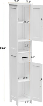Homhedy 67 H Tall Bathroom Storage Cabinet with 2 Barn Doors and 1 Drawer Narrow Storage Unit