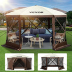 VEVOR 12 * 12ft 6 Sided Pop-up Canopy Shelter Tent with Mesh Windows, Portable Carry Bag