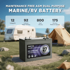 SGFYO Group Size 27M Dual Purpose Marine Battery,12V 92Ah 800CCA 175RC AGM Starter and Deep Cycle RV & Boat Batteries