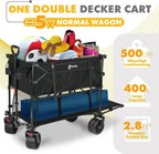 400L Large Capacity Folding Double Decker Wagon with Brakes 50 Extra Long Extender Cart