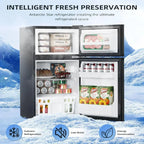 Antarctic Star 3.2 Cu.Ft Mini Refrigerator with Freezer Double Door Fridge Compact Refrigerator