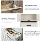 JXQTLINGMU Farmhouse Kitchen Pantry 72 Tall Wood Kitchen Storage Cabinet Adjustable Shelves