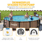 Funsicle 14ft Round Oasis Above Ground Pool with SkimmerPlus Filter Pump, Age 6 & up