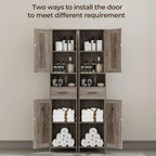 Homhedy 67 H Tall Bathroom Storage Cabinet with 2 Barn Doors and 1 Drawer Narrow Storage Unit