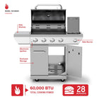 Nexgrill 4-Burner Propane Gas Grill with Side Burner, Stainless Steel Frame, 626 SQ In Total Cooking Space, 60,000 BTUs Output, BBQ Grill Perfect for Outdoor Gatherings - 720-0830H
