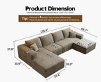 107.5 Cloud Modular Sectional Sofa Couch with L-Shape Chaise,Modern Minimalist Upholstered Couches
