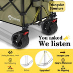 Sekey 48 Inch Long Foldable Extended Travel Cart, 440 Lbs Load Capacity, Heavy Duty 300 Liter Folding Multi-Purpose Garden Cart