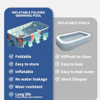 Hurber Foldable Swimming Pool, Large Non-Inflatable Adults Kiddie Outdoor Pools, Blue, 113 x 66 x 20