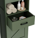 Homhedy 67 H Tall Bathroom Storage Cabinet with 2 Barn Doors and 1 Drawer Narrow Storage Unit