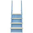 Aqua Select White Anti-Slip Pool Steps with White Steps and White Outside Flip-up Safety Ladder, 48-54H