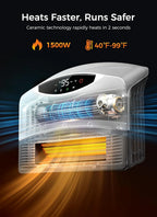 Wall mounted electric heater with WiFi and remote control, floor standing heater 1500W fast coverage for large rooms