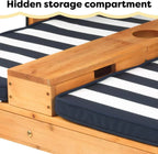 KidKraft Wooden Outdoor Double Chaise Lounge with Cup Holders Kids Patio Furniture Honey