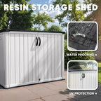 Devoko Outdoor Storage Cabinet 26 Cu Ft with Lockable Doors Horizontal Storage Shed Waterproof
