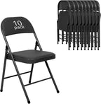 6 Pack Black Folding Chairs with Leather Chairs Events Office Wedding Party Upholstered Chairs