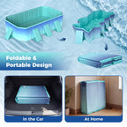 Costway Non-Inflatable Folding Kiddie Outdoor Swimming Pool,Portable Around Ground Pool Gradient + Green