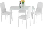 FDW Dining Table Set for 4 Glass Black Dining Table Kitchen Table with 4 Upholstered Chairs