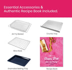 Infrared Heating Air Fryer Toaster Oven, Extra Large Countertop Convection Oven 10-in-1 Combo, 6-Slice Toast, Enamel Baking Pan Easy Clean with Recipe Book, Black Matte Stainless Steel