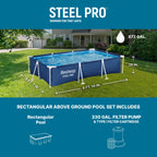 Bestway Steel Pro Rectangle Above Ground Pool Set, 12' x 6'7 x 26