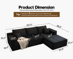 107.5 Cloud Modular Sectional Sofa Couch with L-Shape Chaise,Modern Minimalist Upholstered Couches