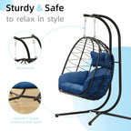 Double Egg Chair Hammock Swing Chair Foldable Hanging Loveseat UV Resistant Cushions