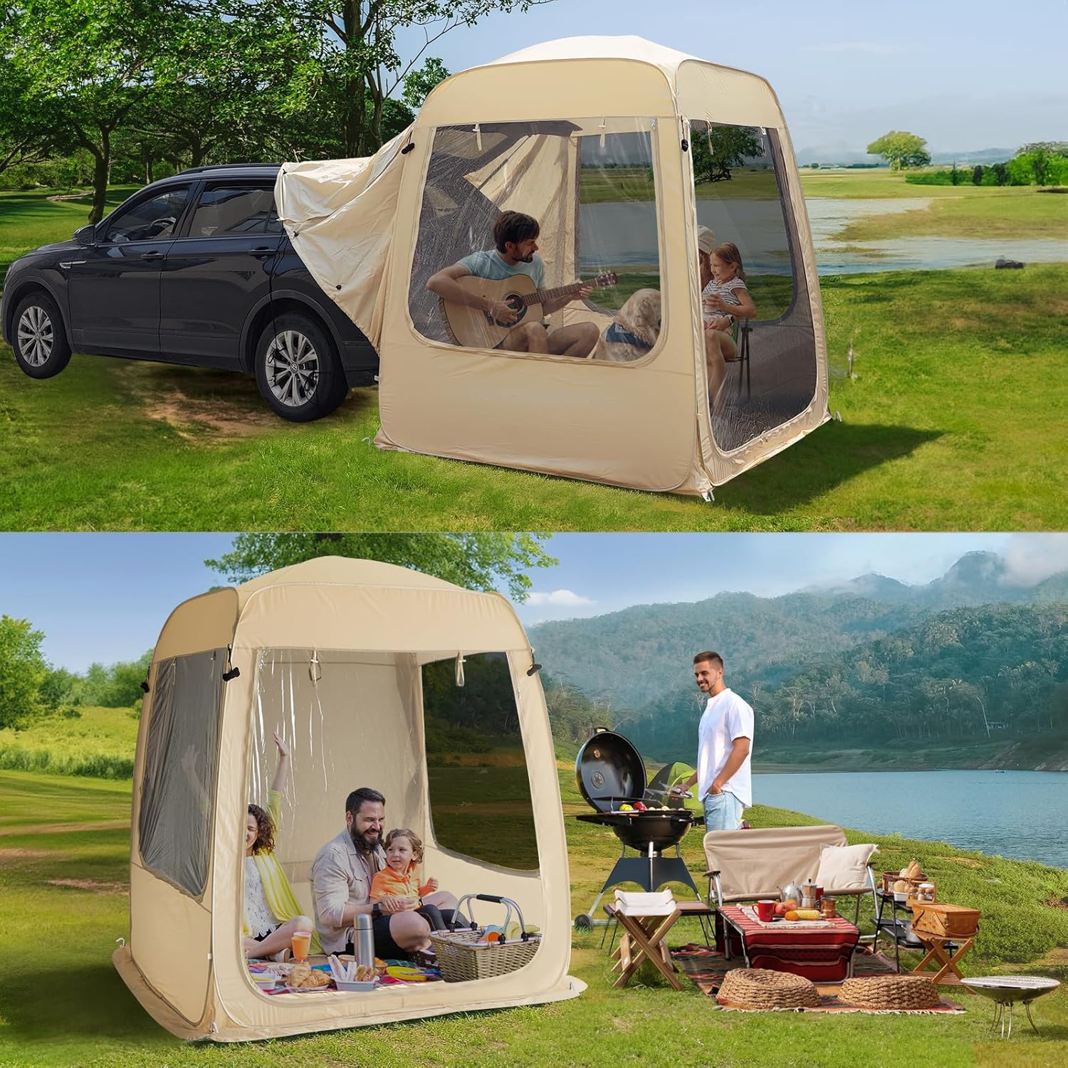 Alvantor Screen House Gazebo, 6-10-15 Person Pop Up Igloo Screened Canopy Tent with Mosquito Netting Sides, Instant UV Resistant Sun Shelter for Garden, Patio, Backyard