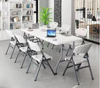 Leumius 6 Foot Folding Table,Fold-in-Half Plastic Table,Indoor Outdoor Picnic Party Dining Camp Tables,White