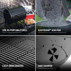 Char-Griller® Portable Pro™ Portable Charcoal Grill and Side Fire Box