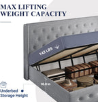 Allewie Queen Size Lift Up Storage Bed Modern Wingback Headboard Hydraulic Support