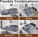 Cloud Sectional Couch with L Shape Chaise Modern Modular Sofa with Deep Seat Built in Cup Holder