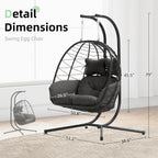 Double Egg Chair Hammock Swing Chair Foldable Hanging Loveseat UV Resistant Cushions