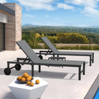 PURPLE LEAF Patio Tanning Lounge Chair Set with Face Down Hole Outdoor Aluminum Adjustable Reclining Chairs Wheels Pillows and Table for Poolside Beach Sunbathing Lounger, Beige
