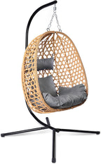 Egg Chair with Stand Patio Wicker Hanging Chair Hammock Swing Chair 350LBS Capacity for Bedroom