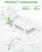 Lounge Chair Outdoor Chaise Lounge HDPE 6-Position Outdoor Chaise Lounge Patio Lounge Chair