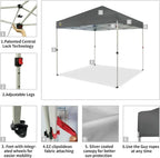 10x10 Pop-Up Awning One-Click Installation Beach Tent Outdoor Sunshade Silver Coated Top