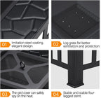 Yaheetech Multifunctional Fire Pit Table 32in Square Metal Firepit Stove Backyard Patio Garden Fireplace for Camping, Outdoor Heating, Bonfire and Picnic